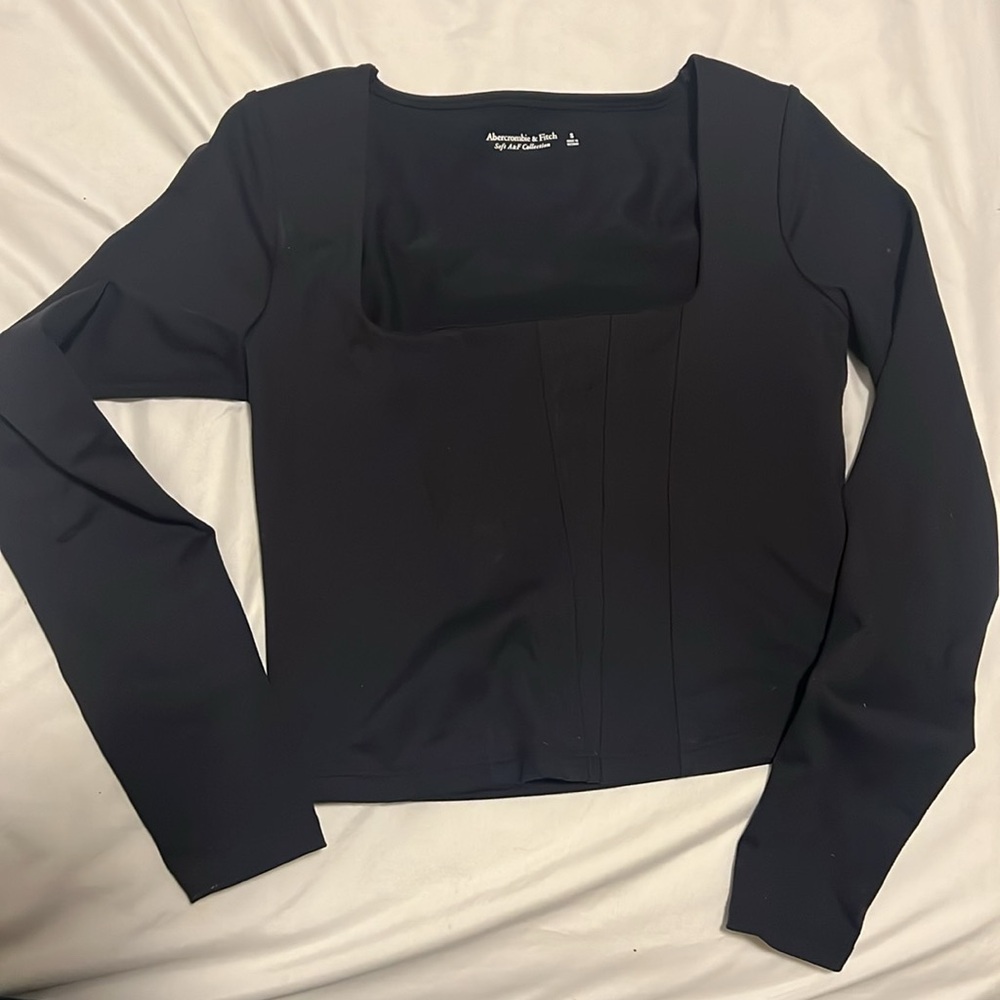 Abercrombie and Fitch Black Long Sleeve Square Neck Top